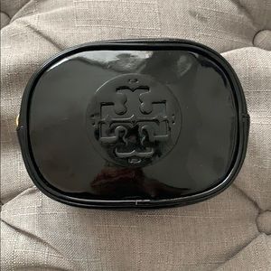 Tory Burch small patent leather logo cosmetic bag
